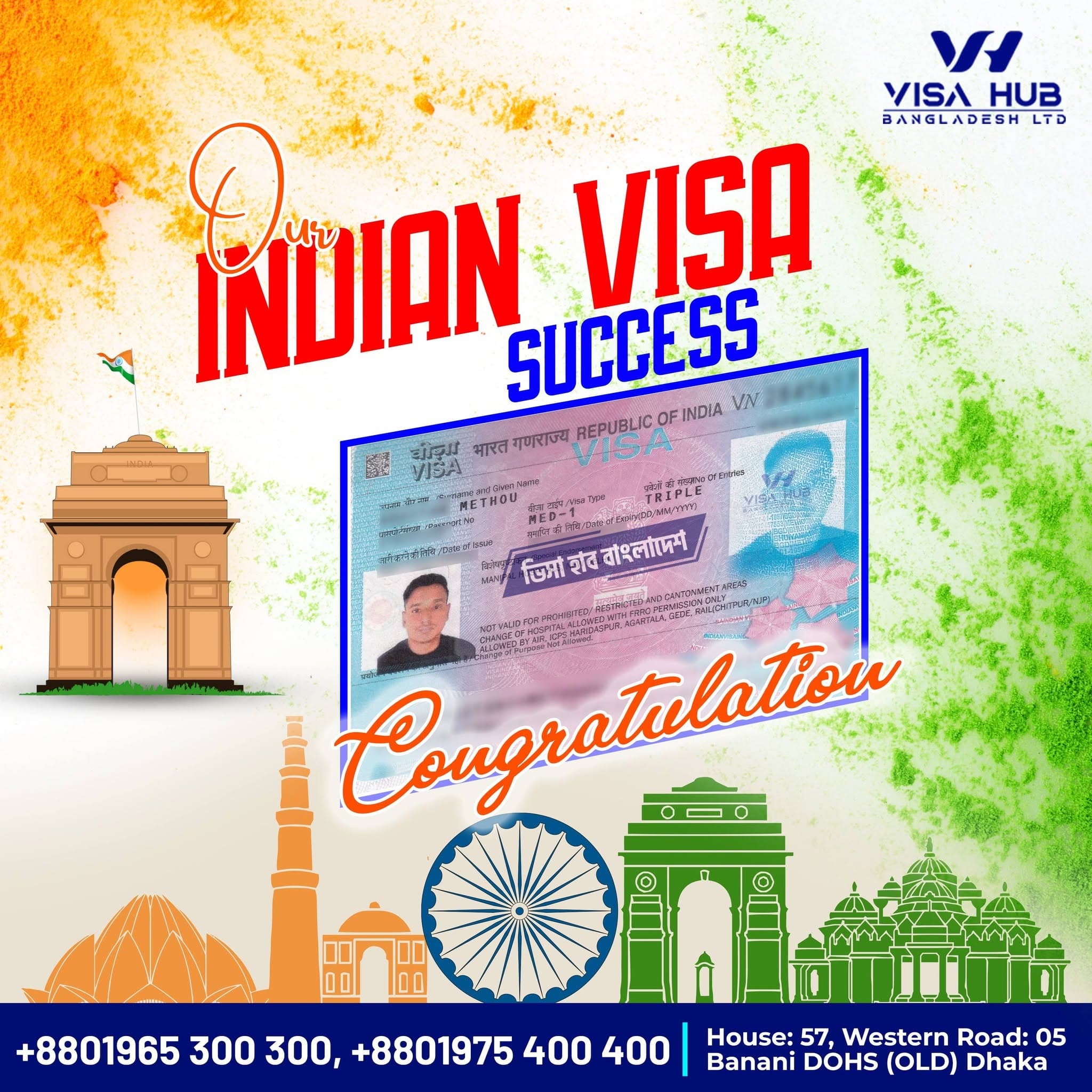 Visa result shared by a Visa Hub client for India