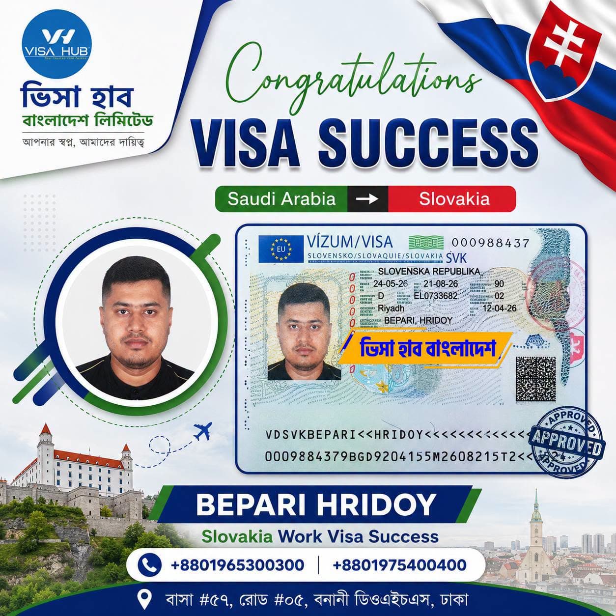 Visa result shared by a Visa Hub client for Slovakia