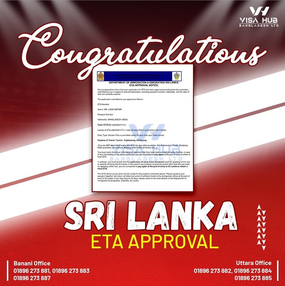 Visa result shared by a Visa Hub client for Sri Lanka