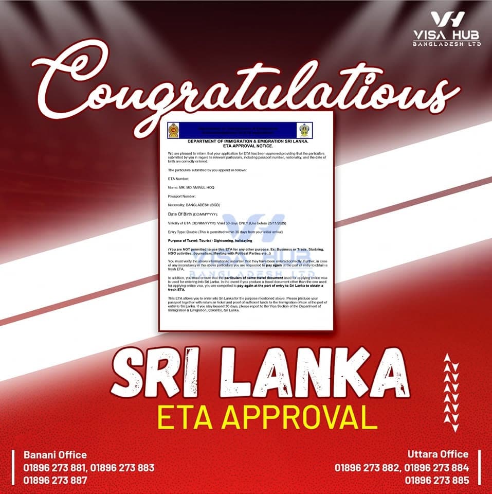 Visa result shared by a Visa Hub client for Sri Lanka