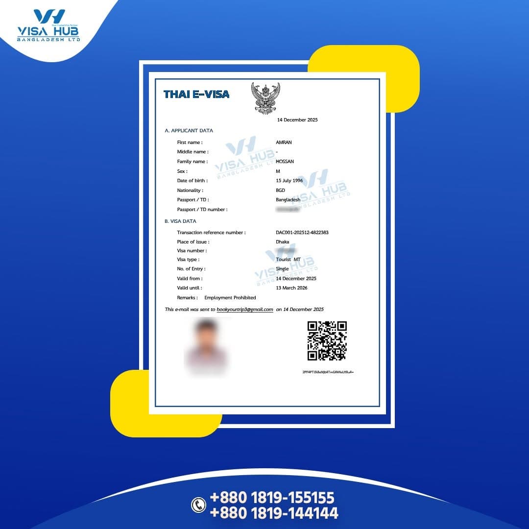 Visa result shared by a Visa Hub client for Thailand